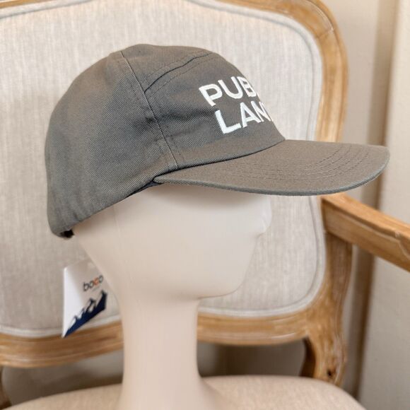New Boco Gear Public Lands Hat Cap Gray 7 Panel Adjustable Strap 100% Cotton - Picture 2 of 12